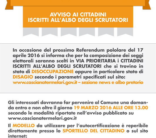 Casciana Terme, Lari: criteri per la scelta degli scrutatori