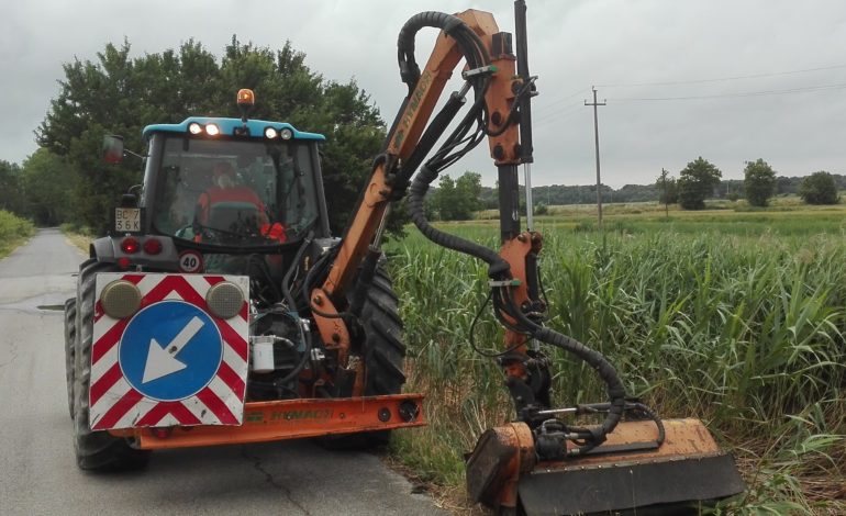 Pisa, operai in azione per il taglio dell’erba ai lati delle strade