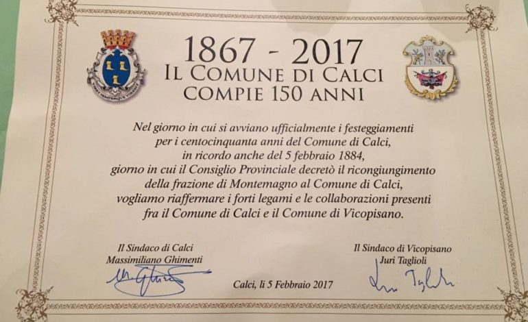 Iniziati i festeggiamenti per i 150 anni del comune di Calci