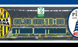 Verona-Pisa 1-1. A Siligardi risponde Tabanelli e il Pisa porta via un pari prezioso