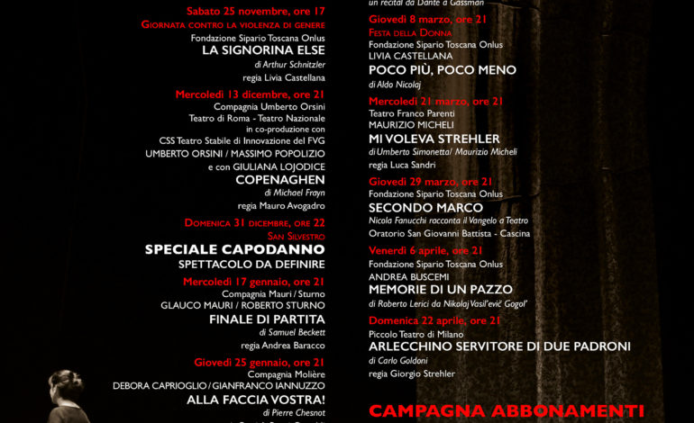 Parte la stagione teatrale alla Città del Teatro e della Cultura di Cascina
