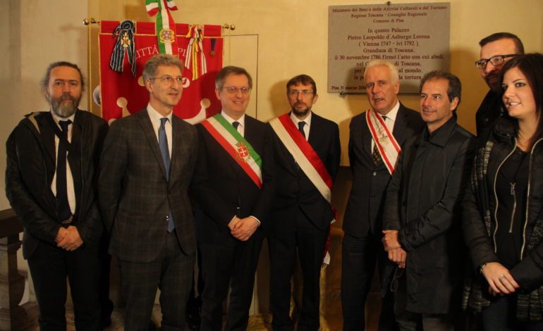 Pisa, a Palazzo Reale una targa che ricorda l’abolizione della pena di morte