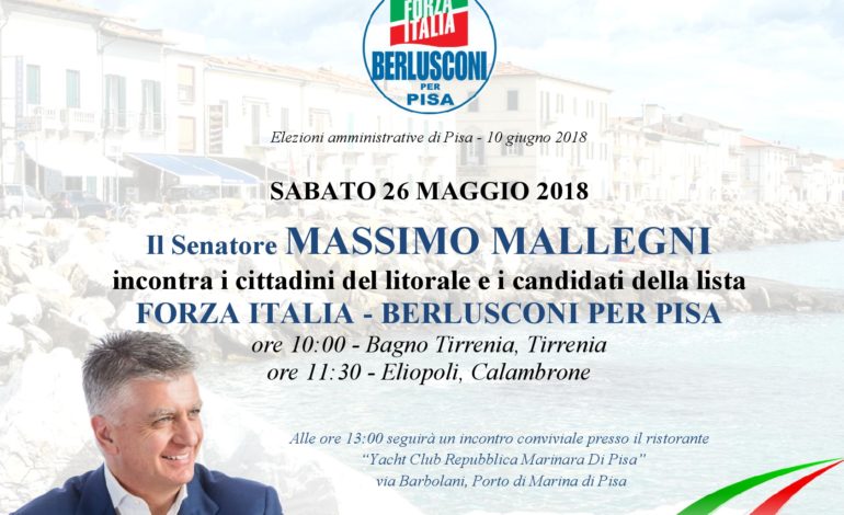 Elezioni Pisa, il Senatore Mallegni in visita al Litorale Pisano