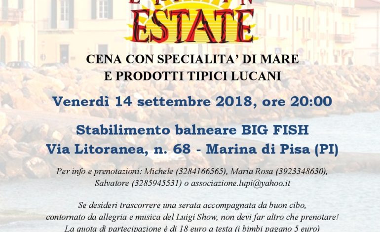 Festa di fine estate con l’associazione dei Lucani a Pisa