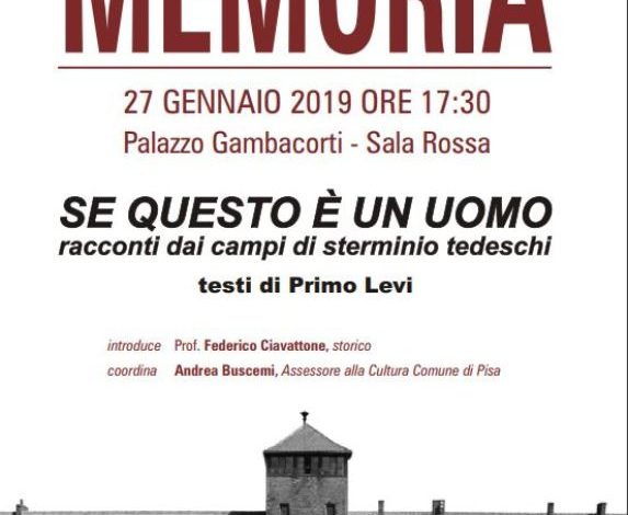 Pisa, Giornata della Memoria incontro con lo storico Federico Ciavattone