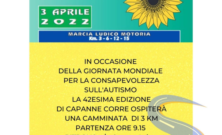 Capanne corre per l’autismo. Tre chilometri di passeggiata per sensibilizzare sul tema