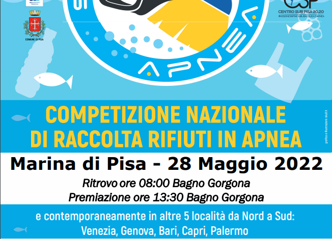 Marina di Pisa: sabato 28 maggio la gara subacquea di raccolta differenziata “Spazzapnea”