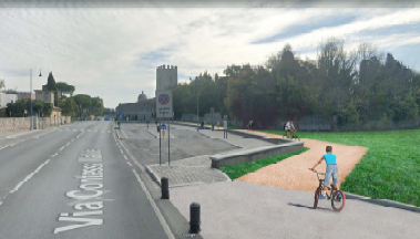 Nuovo percorso ciclopedonale in via Contessa Matilde lato Mura di Pisa