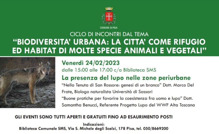 ﻿Ambiente: alla Biblioteca SMS il quarto incontro gratuito organizzati dal Comune di Pisa sul tema della biodiversità urbana
