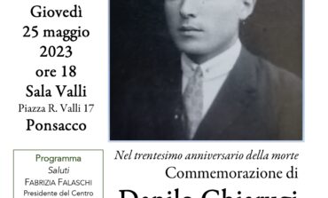 PONSACCO, GIOVEDì 25 MAGGIO - COMMEMORAZIONE DI DANILO CHIARUGI