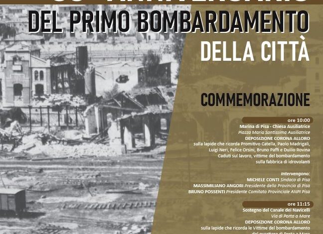 ﻿Pisa commemora le vittime del primo bombardamento della città. La cerimonia in memoria dei tragici fatti del 31 agosto 1943