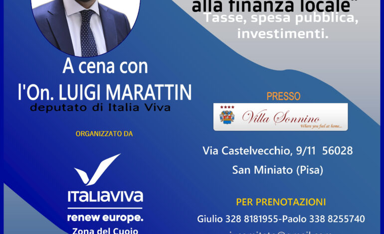 Italia Viva Pisa, incontro con l’On. Luigi Marattin